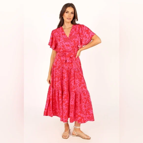 Petal Pup Dresses Petal Pup Floral Flutter Sleeve Midi Dress